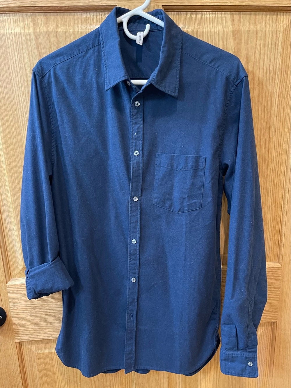 Men's Long-Sleeve Button-Up Shirt - Navy Blue